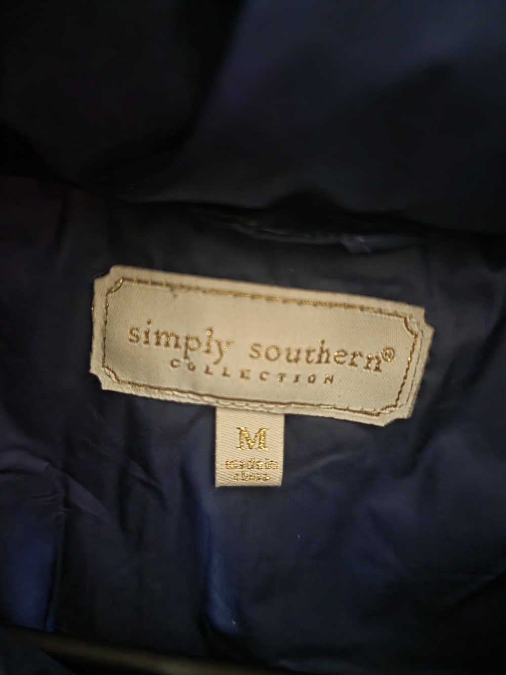 Simply Southern Navy Floral Quilted Puffer Vest with Pink Flowers - Picture 3 of 4